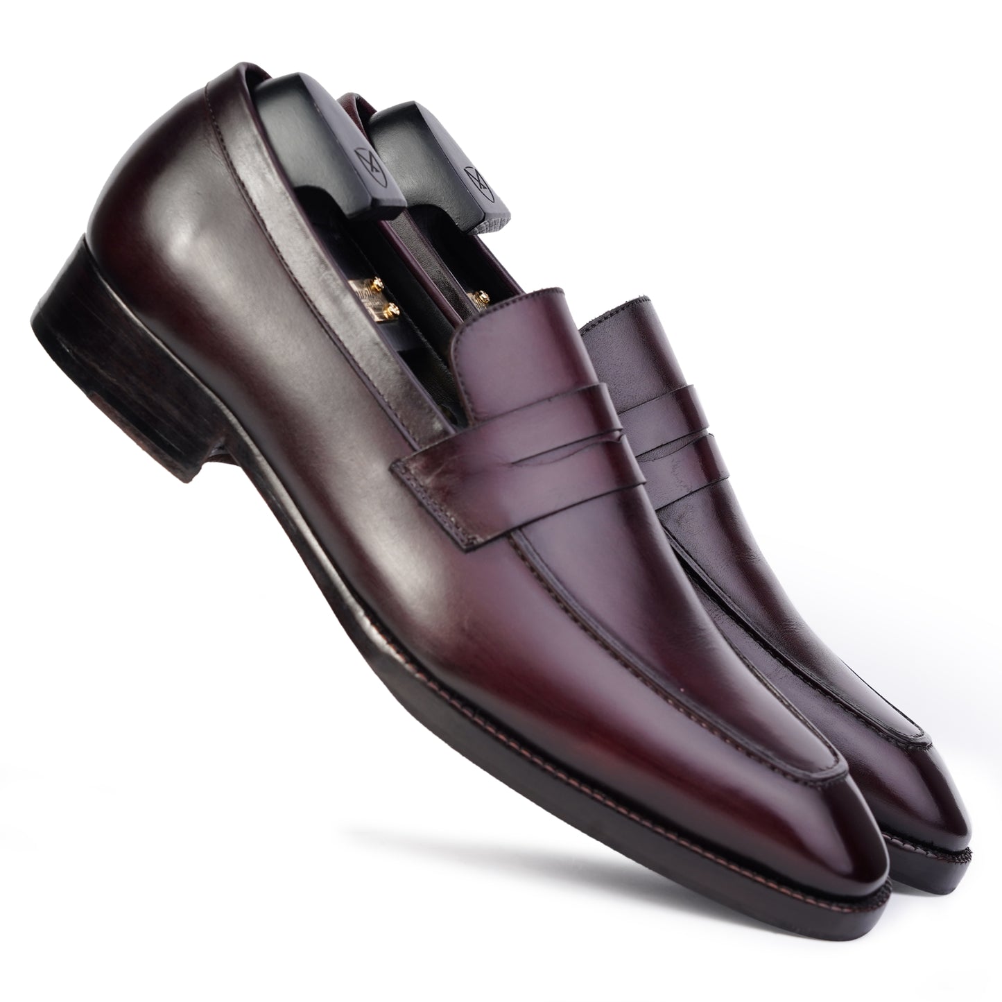 Main view of Dark Brown colour Double Monkstrap formal shoes in leather with Blake stitched leather sole