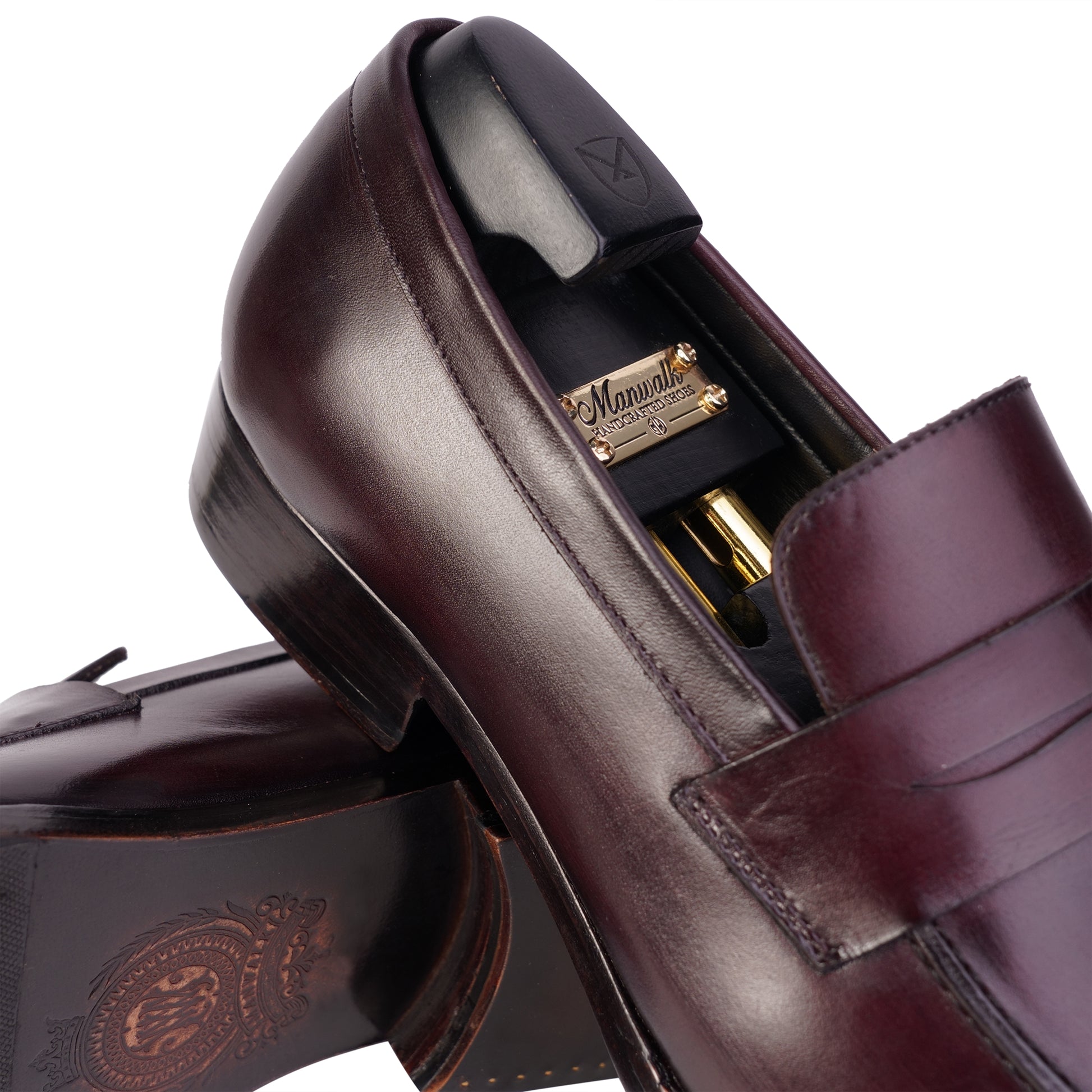 Close up view of Dark Brown colour Double Monkstrap formal shoes in leather with Blake stitched leather sole